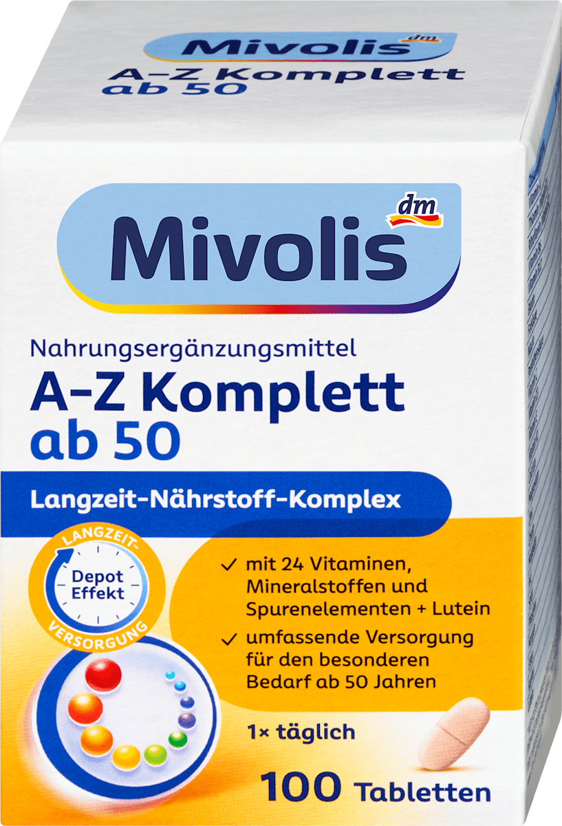 قرص مولتی ویتامین A-Z بالای 50 سال برند Mivolis آلمان