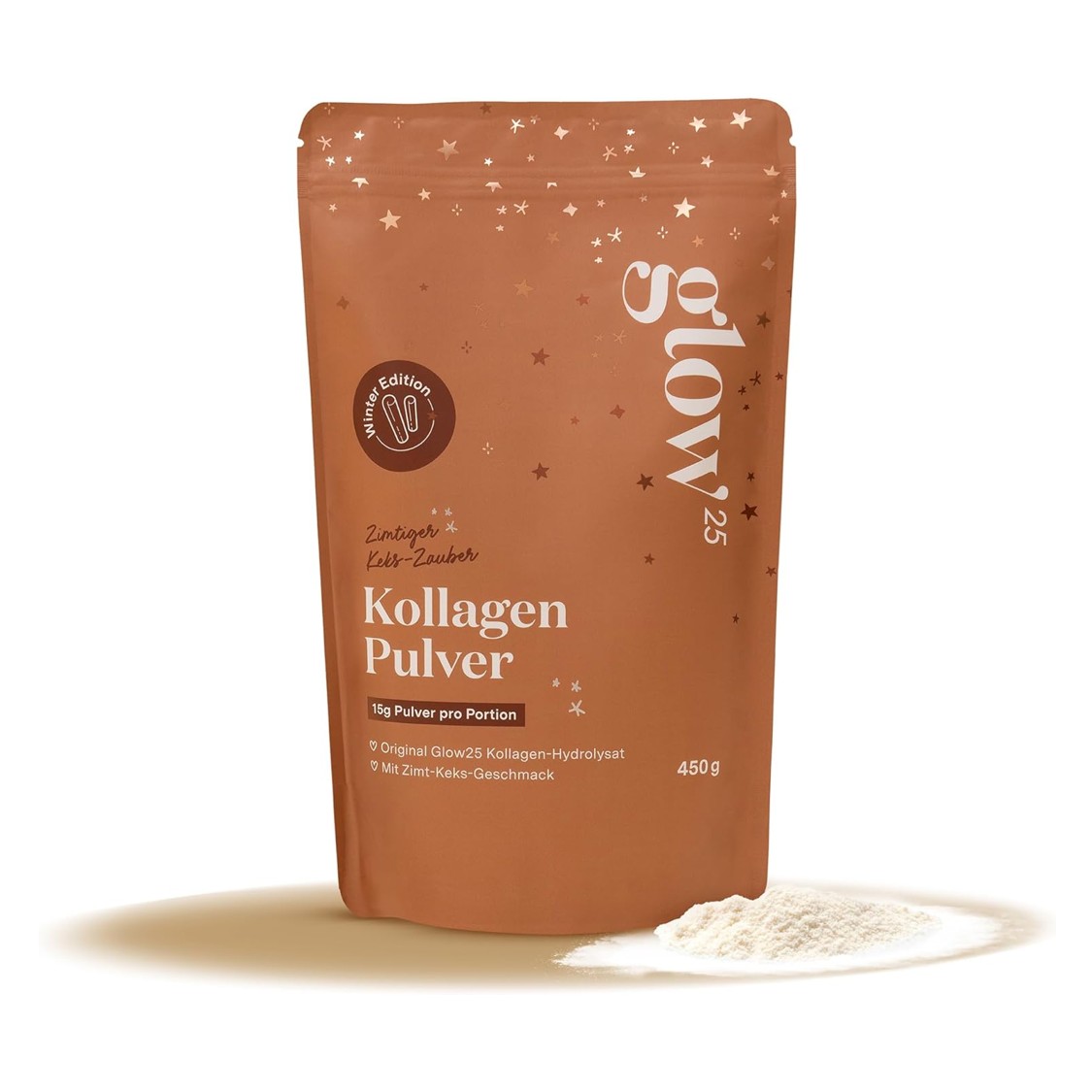پودر کلاژن glow25 مدل Kollagen Pulver (با طعم کوکی دارچینی)