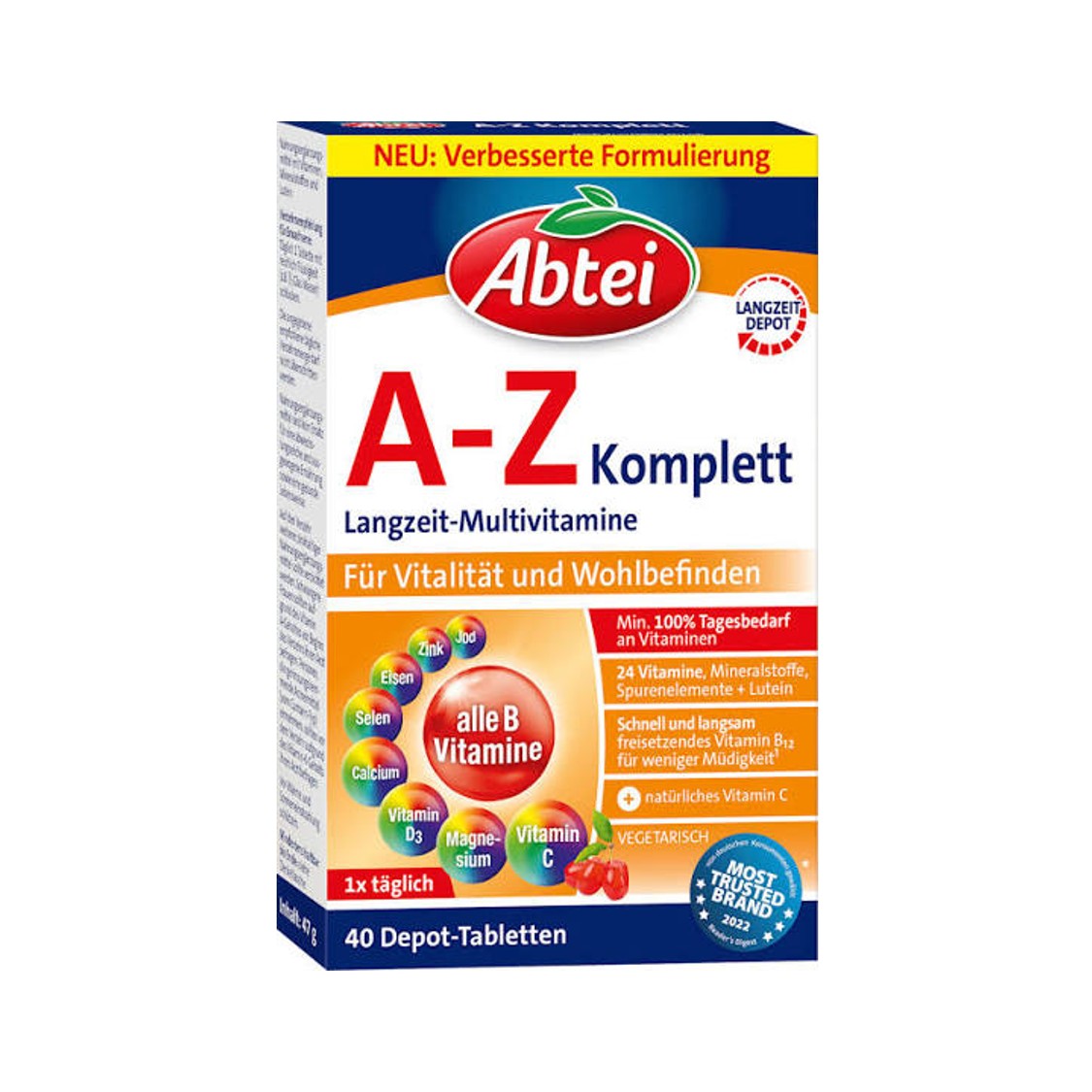 قرص مولتی ویتامین شرکت Abtei آلمان مدل A-Z Komplett (40 عددی)